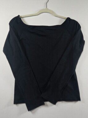 Dynamic Women’s M Black Boat Neck Long Sleeve Stretch Fitted Top Basic Tee